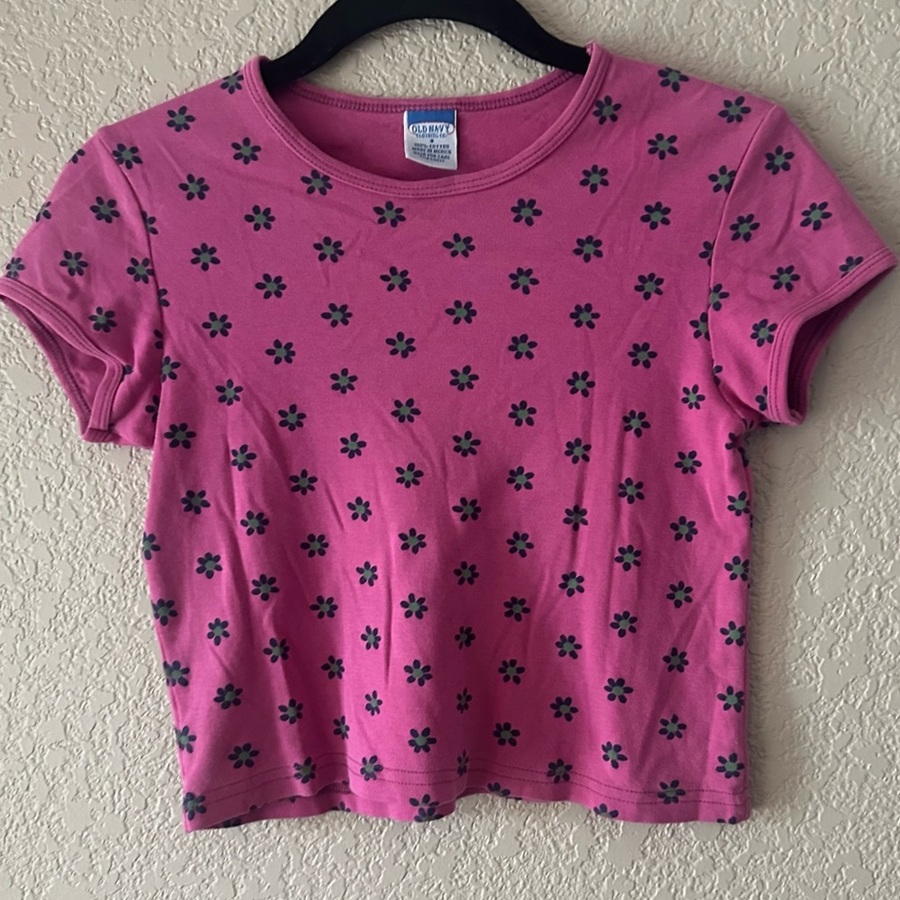 Pink flower print baby tee #y2kfashion old navy 100% cotton #vintage